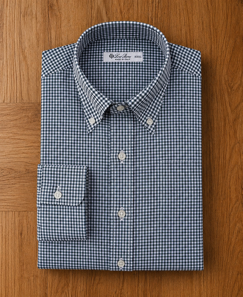 Loro Piana Italy Cotton Flannel Gingham Button Down Shirt Men's 3XL MAB1852